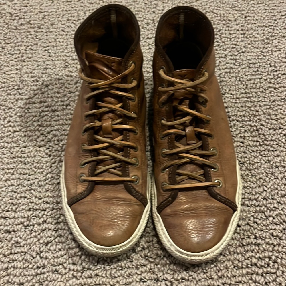Frye Brett Leather Sneakers. Color: Cognac. Size 8